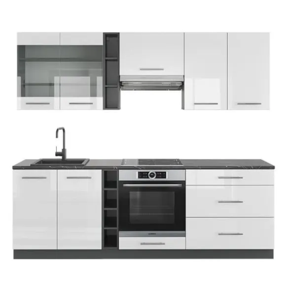 Fame-Line kök, 235 cm, PT Antracit, Blank vit/Antracit, Vicco