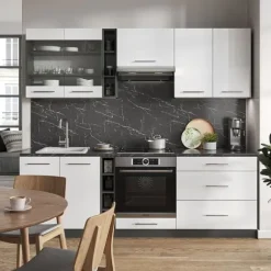 Fame-Line kök, 235 cm, PT Antracit, Blank vit/Antracit, Vicco