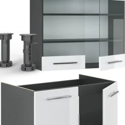 Fame-Line kök, 235 cm, PT Antracit, Blank vit/Antracit, Vicco