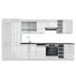 Fame-Line kök, 355 cm, PT antracit, blank vit/vit, Vicco