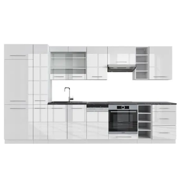 Fame-Line kök, 355 cm, PT antracit, blank vit/vit, Vicco