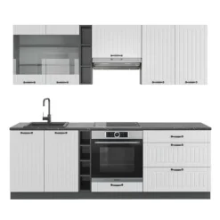 Fame-Line kök, 235 cm, PT Antracit, Stuga vit/antracit, Vicco