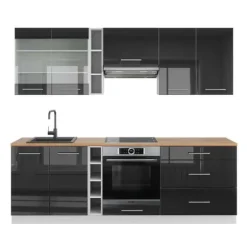 Fame-Line kök, 235 cm, PT Ek, Blank antracit/vit, Vicco