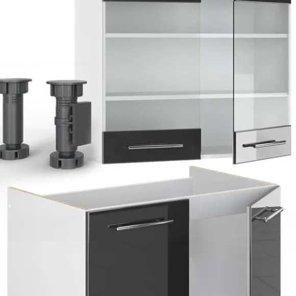 Fame-Line kök, 235 cm, PT Ek, Blank antracit/vit, Vicco