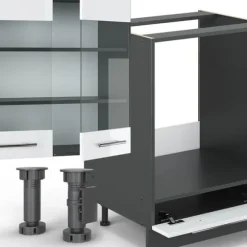 Fame-Line kök, 300 cm, PT Ek, Blank vit/Antracit, Vicco