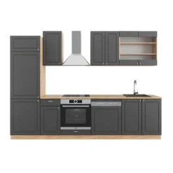 Fame-Line kök, 300 cm, PT Ek, Country Antracit/Golden Oak, Vicco