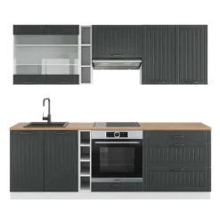 Fame-Line kök, 235 cm, PT Ek, Lanthus antracit/vit, Vicco