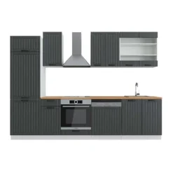 Fame-Line kök, 300 cm, PT Ek, Lanthus antracit/vit, Vicco