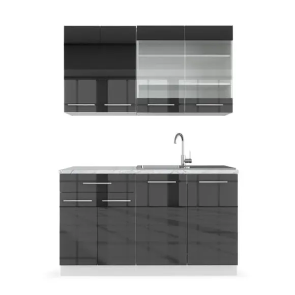 Fame-Line kök, 140 cm, PT Marble, Blank antracit/vit, Vicco