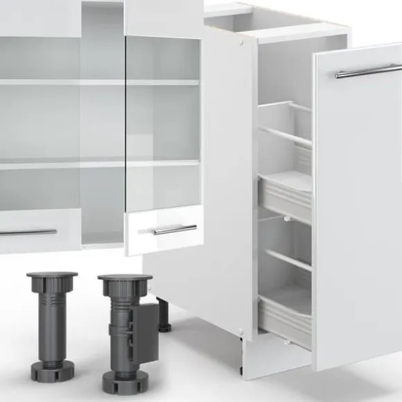 Fame-Line kök, 280 cm, PT Marble, blank vit/vit, Vicco