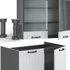 Fame-Line kök, 235 cm, PT Marble, Stuga vit/antracit, Vicco