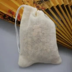 Finnätsörtpåse i bomull - 13x16cm dragsko för kryddpåse för soppa, te, kök, hem