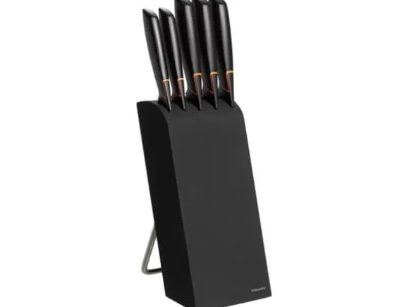 Fiskars - Knivblock och knivuppsättning - 5 st.