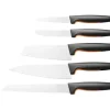 Fiskars 1057558, Knivuppsättning, Rostfritt stål, Rostfritt stål, Svart, Ergonomisk, Mjukt grepp, Finland