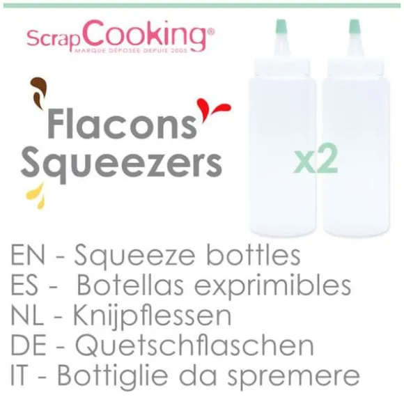Flaskor med hällpip - SCRAPCOOKING - 75 ml - Flekiga - Exakta för såser - 2 stycken