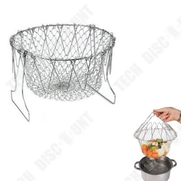 Fällbar Salladskorg - TD® - Rostfritt Stål - Silver - 23,5 cm - 9,5 cm