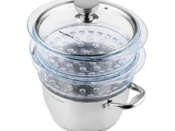 Florina ångkokare SATINA 20CM INOX 3-PIECE (2.5L POT, 2X 1.9L GLASS POT, LID)
