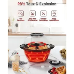 FOHERE 3,5 L Elektrisk Tyst Popcornmaskin med Non-stick Beläggning