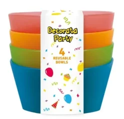 Färgad halvtransparent plast djup tallrik, 4-pack