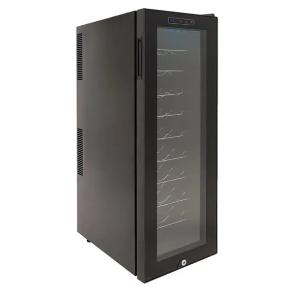 Fristående Vin Kyl, 30 Flaskors Kapacitet, Justerbar Temperatur, LED Display,svart