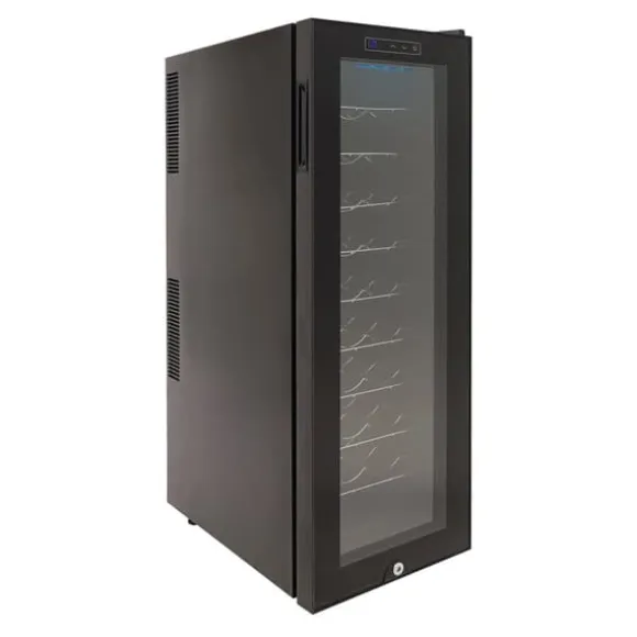 Fristående Vin Kyl, 30 Flaskors Kapacitet, Justerbar Temperatur, LED Display,svart
