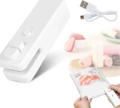 Förslutningsmaskin, bärbar mini-matpåseförslutare, 2-i-1 värmeförseglingsskärare, med USB-laddning, skyddar mat