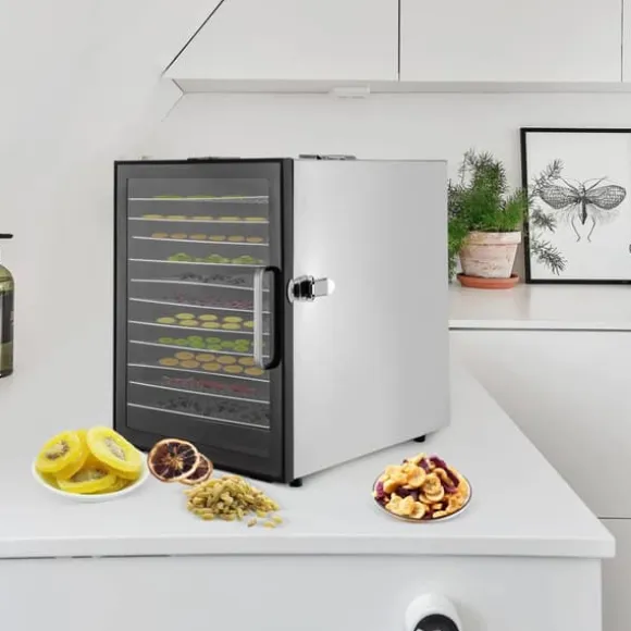 Frukttork - Matdehydrator - 12 Rostfria Brickor - 800 W - Digital Temperatur 30–90 °C - Timer 0,5–24 h - Svart