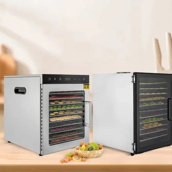 Frukttork - Matdehydrator - 12 Rostfria Brickor - 800 W - Digital Temperatur 30–90 °C - Timer 0,5–24 h - Svart