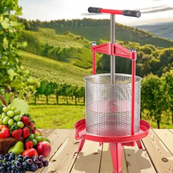Frukt Vinpress Manuell, Vinframställningspress 3,69 Gal/14L, Rostfritt Stål