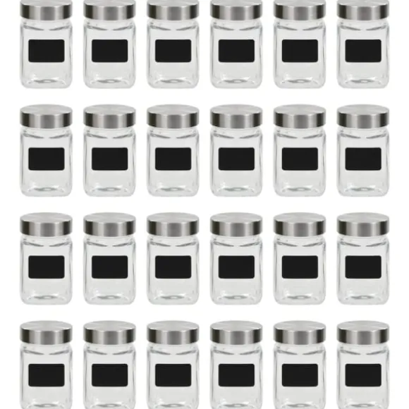 Förvaringsburkar i glas med etiketter 24 st 300 ml