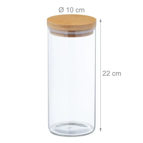 Förvaringsburkar Set, 22x10 cm, Transparent