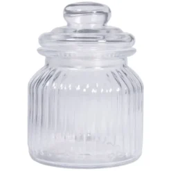 Förvaringsburk, ribbad, 11cm ø, 15cm, med lock, 625ml