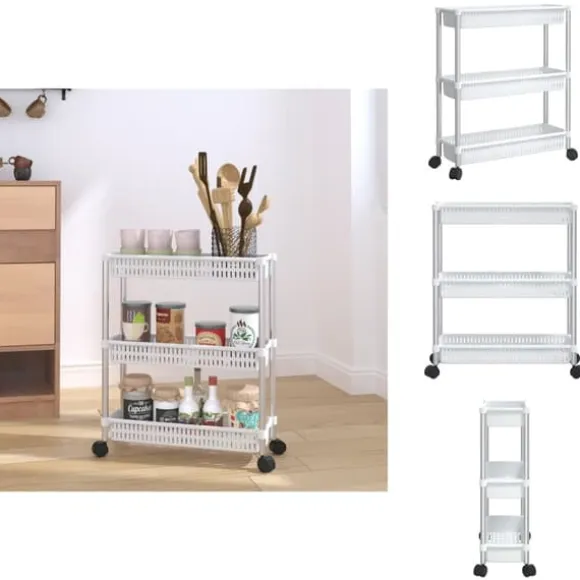 Förvaringslådor för hemmet - Living Förvaringsvagn 3 hyllor silver och vit aluminium