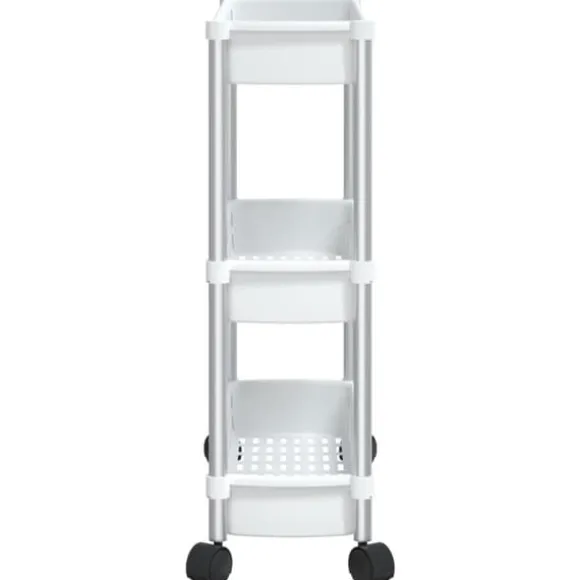 Förvaringslådor för hemmet - Living Förvaringsvagn 3 hyllor silver och vit aluminium
