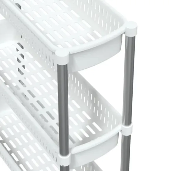 Förvaringslådor för hemmet - Living Förvaringsvagn 3 hyllor silver och vit aluminium