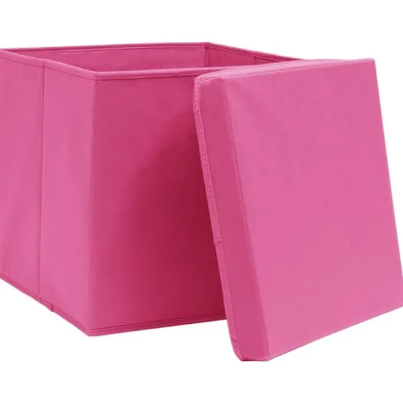 Förvaringslådor - Living Förvaringslådor med lock 4 st rosa 32x32x32 cm tyg