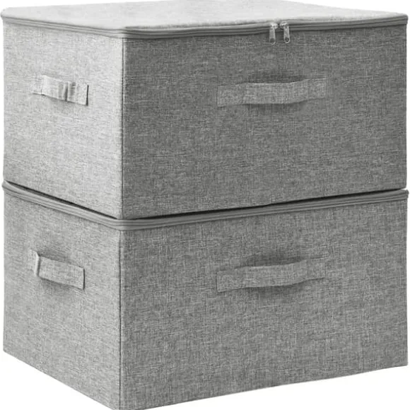 Förvaringslådor - Living Förvaringslåda 2 st tyg 43x34x23 cm grå