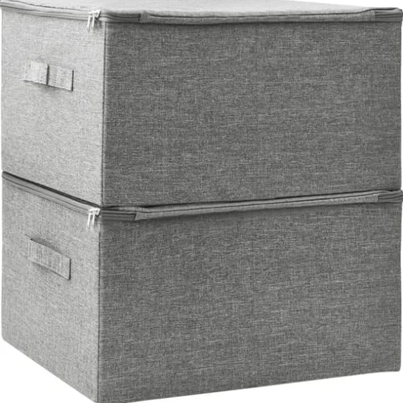 Förvaringslådor - Living Förvaringslåda 2 st tyg 43x34x23 cm grå