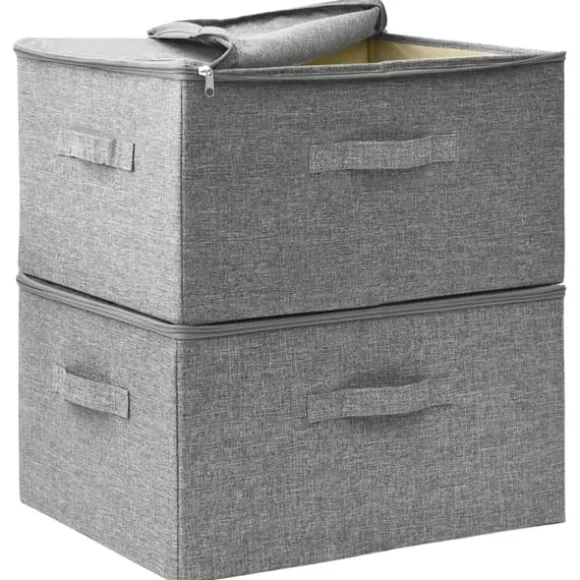 Förvaringslådor - Living Förvaringslåda 2 st tyg 43x34x23 cm grå