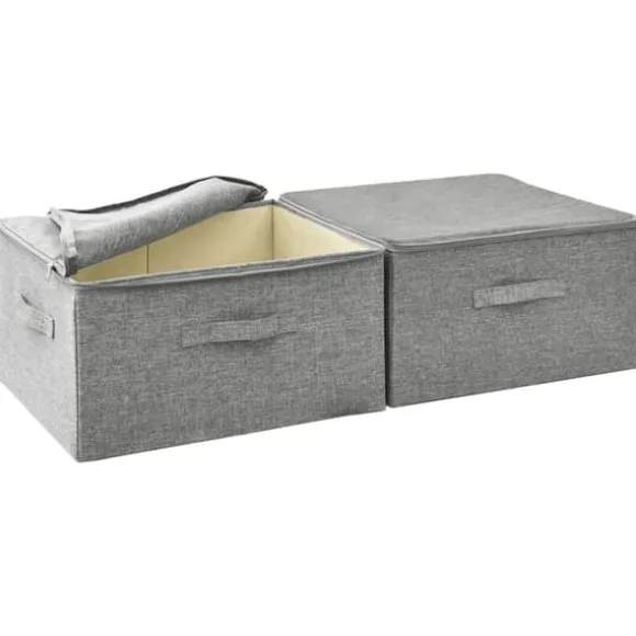 Förvaringslådor - Living Förvaringslåda 2 st tyg 43x34x23 cm grå
