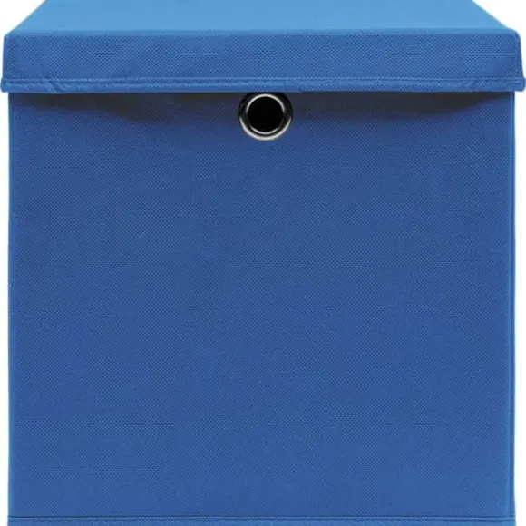Förvaringslådor med lock - 10 st hopfällbara lådor | Färg: Blå | Storlek: 28x28x28 cm