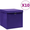 Förvaringslådor med lock 10 st 28x28x28 cm lila