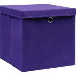Förvaringslådor med lock 10 st 28x28x28 cm lila