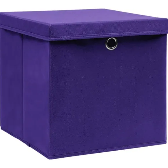 Förvaringslådor med lock 10 st 28x28x28 cm lila