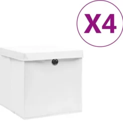 Förvaringslådor med lock 4 st 28x28x28 cm vit