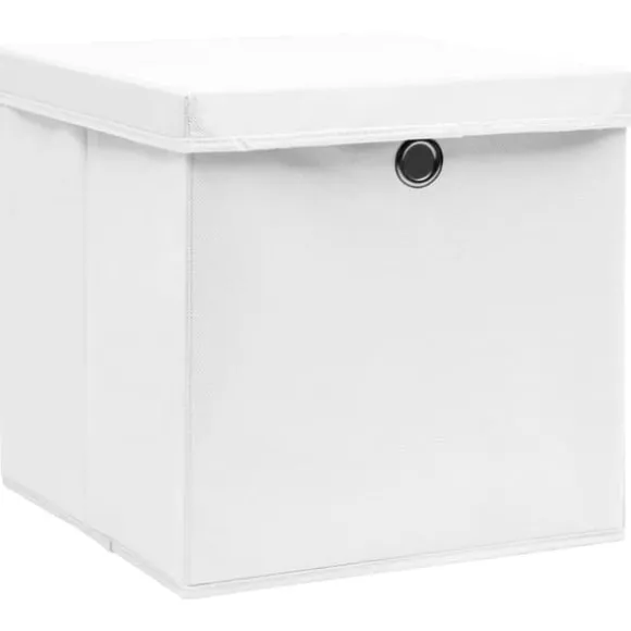 Förvaringslådor med lock 4 st 28x28x28 cm vit