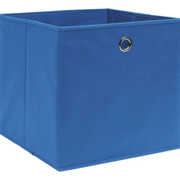 Förvaringslådor 10 st non-woven tyg 28x28x28 cm blå
