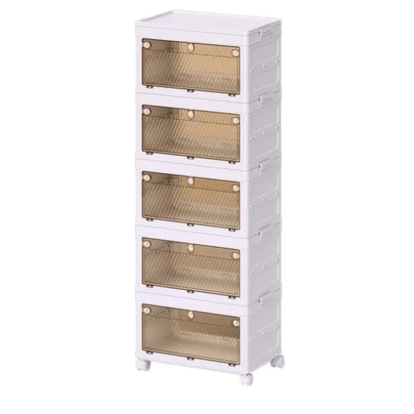 Förvaringsskåp, Fällbar Design, Lätt Rörlighet,5 Tiers Förvaringslådor