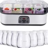 Fuleadture Elektrisk Yoghurtmaskin, LCD Display, Timer & Temperaturinställning, 8 Glas à 1400 ml, 25 W