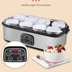 Fuleadture Elektrisk Yoghurtmaskin, LCD Display, Timer & Temperaturinställning, 8 Glas à 1400 ml, 25 W